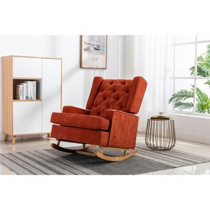 Rocking Accent Chair, Tufted Upholstered Luxury Wingback for Nursery, Living Room - 1 of 4