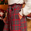 Women's Red Festive Plaid Wide-Leg Pants with Paperbag Waist - Cupshe - 3 of 4