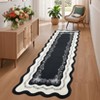 Washable Scalloped Living Room Rugs, Modern Floral Print Area Rug for Bedroom Dining Room, Non Slip Home Decor Carpet - 2 of 4