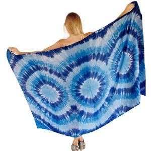 LA LEELA Women's Beach Wrap Bikini Swimwear Cover up Skirt Bathing suit Summer Wraps Sarong Swimsuits for Women One Size Blue, Tie Dye Design - 1 of 4