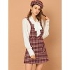Allegra K Women's Plaid Tartan Button Decor A-Line Pinafore Overall Dress - 2 of 4