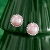 Ross-Simons 7-7.5mm Pink Cultured Pearl and .13 ct. t.w. Diamond Earrings - 3 of 4
