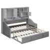 Whisen Twin Size Upholstered Daybed with LED Armrest Lights, Storage Shelves & Cabinets, Pull-Out Lift-Up Twin Trundle - 3 of 4