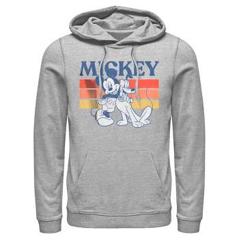 Men's Mickey & Friends Retro Pluto and Mickey Mouse Pull Over Hoodie