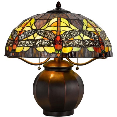 Cal Lighting 60W x 2 Tiffany table lamp with pull chain switch with metal lamp body