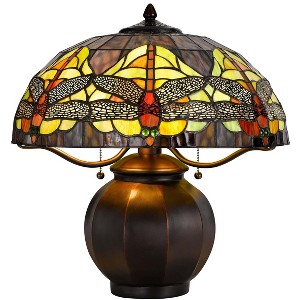 Cal Lighting 60W x 2 Tiffany table lamp with pull chain switch with metal lamp body - 1 of 4