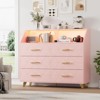 Modern 6 Drawer Dresser for Bedroom, Slim Wooden Dresser,for Nursery Living Room Apartments - 4 of 4