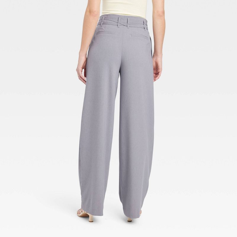 Women's High-Rise Wrap Tie Wide Leg Trousers - A New Day™, 3 of 5