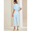 INSPIRE CHIC Women's Short Sleeve Collared Solid Color Button Down Tie Waist Cargo Jumpsuit - 4 of 4
