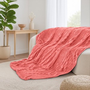 Cozy Soft Striped Fleece Blankets Decorative Plush Luxury Ribbed Warm Blanket for Couch, Sofa, Chair & Bed  - Lux Decor Collection - 1 of 4