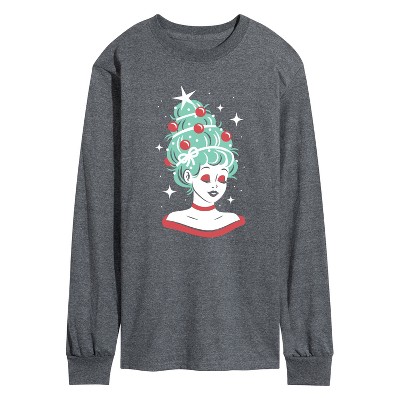 Men's - Instant Message - Vintage Christmas Tree Woman Long Sleeve Graphic T-Shirt