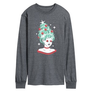 Men's - Instant Message - Vintage Christmas Tree Woman Long Sleeve Graphic T-Shirt - 1 of 4