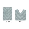 Hugo 2-Piece Bath Rug Set 100% Premium Cotton Tufted Chevron Pattern Bathmats for Bathroom, Super Soft Absorbent Machine Washable - 2 of 4