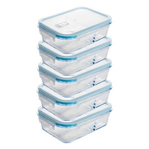 Lexi Home 2-Compartment 51.4 oz. Oven-Safe Borosilicate Glass Meal Prep Container - 1 of 4