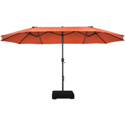 Tangkula 15FT Double-Sided Twin Patio Umbrella with Base Extra-Large Market Umbrella