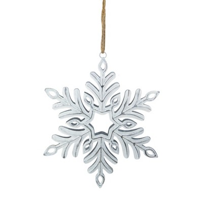 Northlight 5.5" Silvery White Metal Snowflake Christmas Ornament