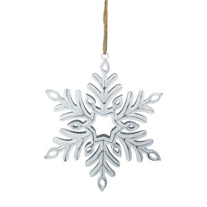 Northlight 5.5" Silvery White Metal Snowflake Christmas Ornament - 1 of 4