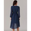 Seta T Women's Chiffon V Neck Long Sleeve Pleated Asymmetric Hem Midi Wedding Guest Dress - 4 of 4