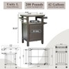 DOMETOUR Grill Carts Outdoor with Storage and Wheels, Whole Metal Portable Table and Storage Cabinet for BBQ, Deck, Patio, Backyard(Brown) - 3 of 4