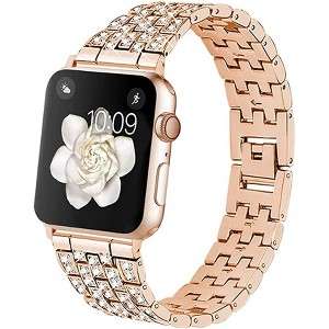 Worryfree Gadgets Metal Bling Fashion Band for Apple Watch 38/40/41mm, 42/44/45mm iWatch Band Series 8 7 6 5 4 3 2 1 & SE - 1 of 3