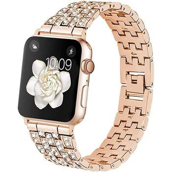 Rayctia Rhinestone Bead Apple Watch Band gold/pink/rose iWatch 1 / 2 / 3 - Rose Gold Chain - Pink - 42mm