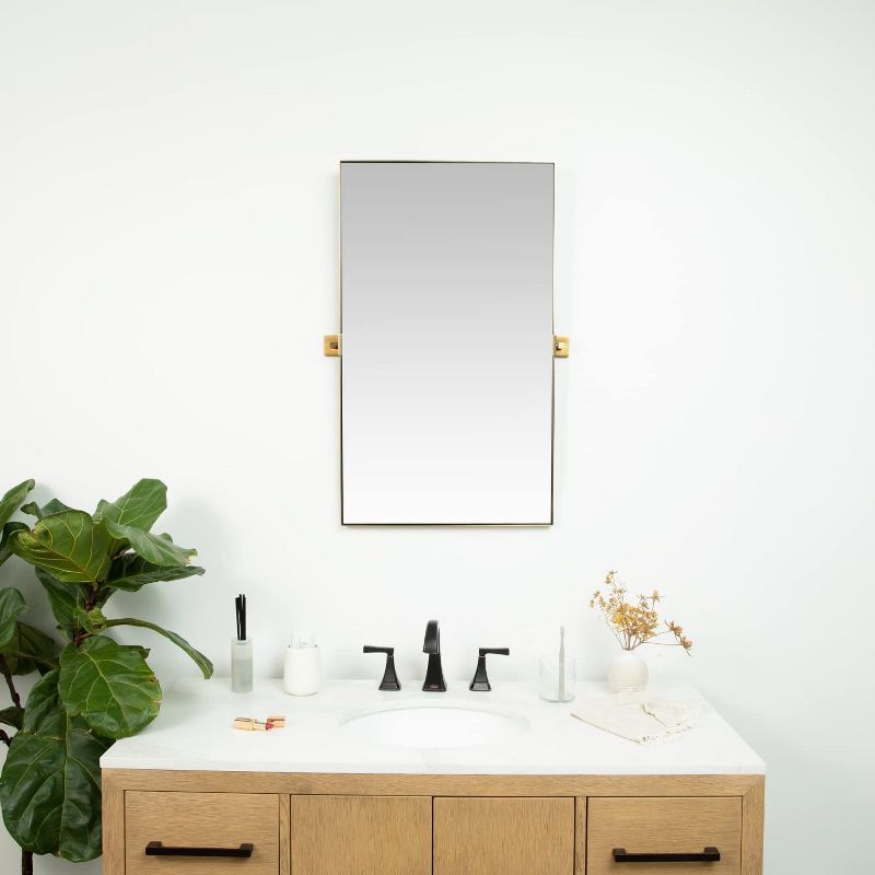 Hamilton Hills Rectangle Mirror with Metal Gold Frame, 3 of 4