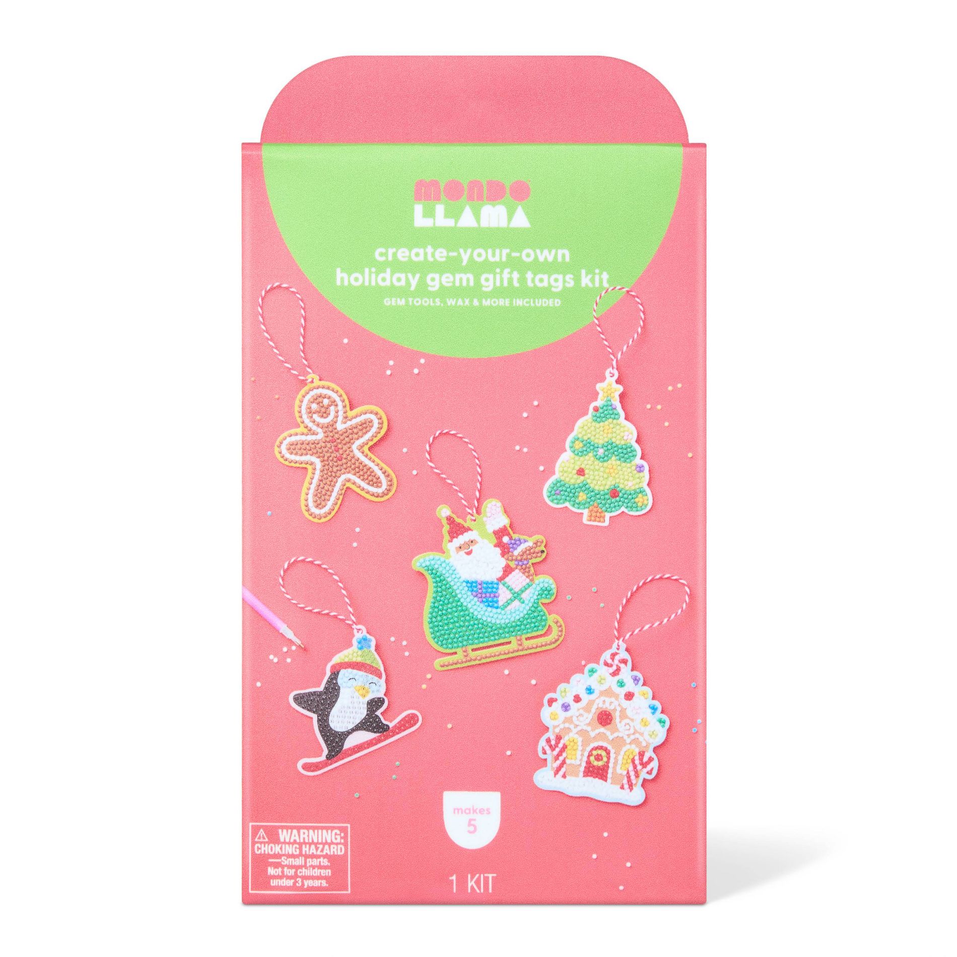 Christmas Craft 5ct Gem Art Gift Tags Activity Kit - Mondo Llama™