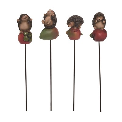 Transpac Resin Hedgehog Pick Set of 4 Spring Home Decorations