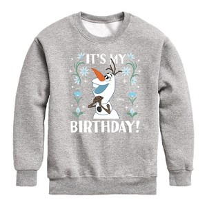 Boys' - Disney - Olaf It's My Birthday Graphic Long Sleeve Fleece Sweatshirt - 1 of 3