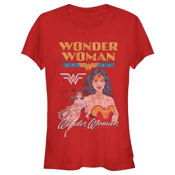 Juniors Womens Wonder Woman Vintage Hero T-Shirt