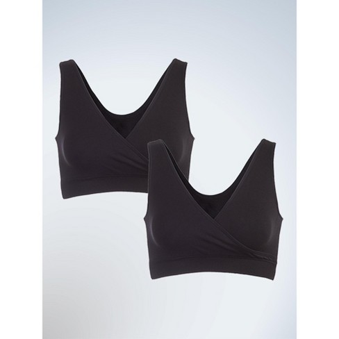 Leading Lady The Alora - Nylon Seamless Sleep Bra In Jet Black, Size