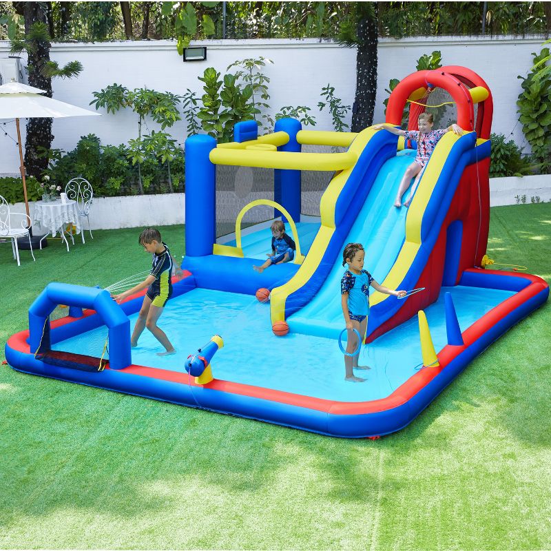 Yaheetech 10-in-1 Inflatable Bounce House Water Slide, Blue, 2 of 8