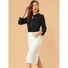 INSPIRE CHIC Women's Work Office Keyhole Pleated Front Ruched 3/4 Sleeve Chiffon Blouse - 4 of 4