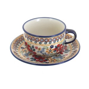 Blue Rose Polish Pottery F079 Manufaktura Cup & Saucer - 1 of 2