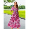 Seta T Women's Floral Short Flutter Sleeve V Neck Smocked High Waist Flowy Maxi Dress - 2 of 4