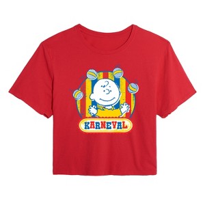 Women's - Peanuts - Charlie Brown Karneval Cropped Graphic T-Shirt - 1 of 4