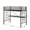 CAVINAS Twin Size Black Metal Loft Bed with Ladder & Fence,Modern 68"High Bed Frame for Adults,Teens - 4 of 4