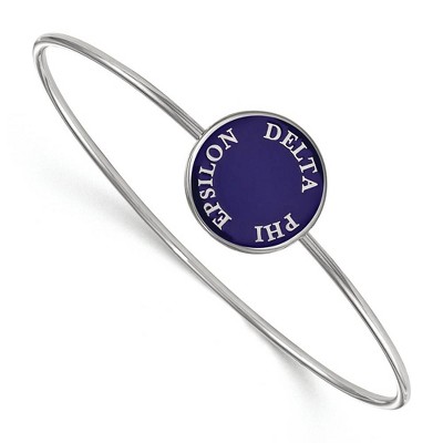 Black Bow Jewelry Sterling Silver Delta Phi Epsilon Greek Life Bangle Bracelet 6 Inch