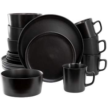 Elama Luxmatte Black 16 Piece Dinnerware Set