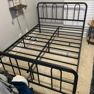 Costway Stylish Full Size Metal Bed Frame Platform Bed Base W ...