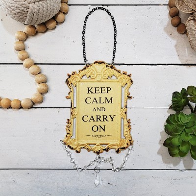 VIP Metal 14 in. Gold Keep Calm and Carry On Jeweled Sign