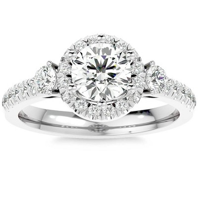 Pompeii3 1 1/2Ct Moissanite & Diamond Engagement Ring in White, Yellow, or Rose Gold