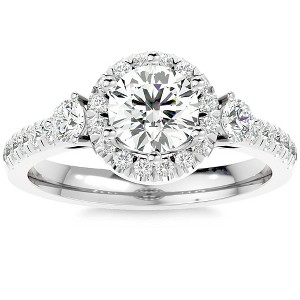 Pompeii3 1 1/2Ct Moissanite & Diamond Engagement Ring in White, Yellow, or Rose Gold - 1 of 4