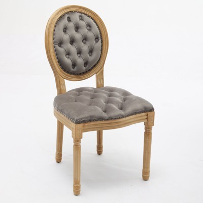 NicBex Set of 2 Dining Chair Modern PU Leather Tufted Side Chair with Nailhead Trim Solid Wood Frame Dining Room Furniture