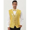 Lars Amadeus Men's Sequin Shiny Slim Fit Sleeveless Suit Waistcoat Set with Bow Tie - 2 of 4