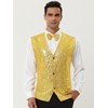 Lars Amadeus Men's Sequin Shiny Slim Fit Sleeveless Suit Waistcoat Set with Bow Tie - image 2 of 4