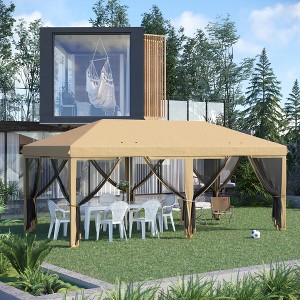 Gulches 10' x 20' Pop Up Canopy Tent with Netting, Heavy Duty Instant Sun Shelter for Outdoor Parties, Garden & Patio, Includes Carry Bag (Beige) - 1 of 4
