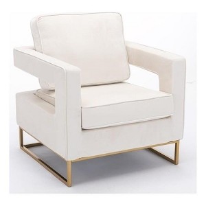 Carolina Living Adadon Velvet Upholstered Armchair - Cream - 1 of 4