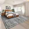 9x12 Grey Large Washable Area Rug, Vintage Oriental Floral Carpet, Ultra-Thin Soft Low Pile Non-Slip Non-Shedding Floor Cover for Bedroom, Office - 2 of 4