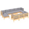 vidaXL Solid Pinewood Patio Lounge Set 11 Piece with Cushions Multi Colors - Brown and Gray - 3 of 4
